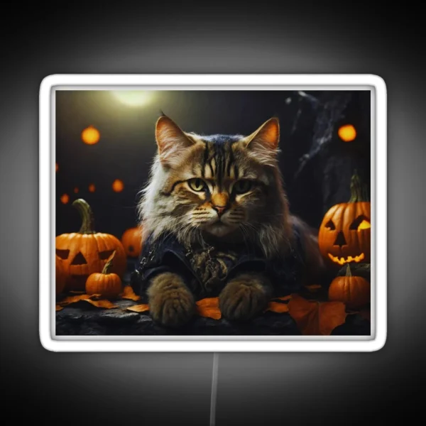 Halloween Cat Artwork RGB Neon Sign