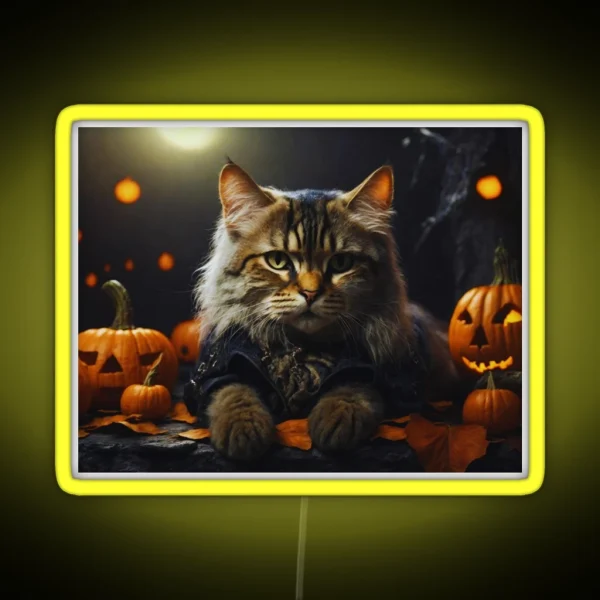 Halloween Cat Artwork RGB Neon Sign