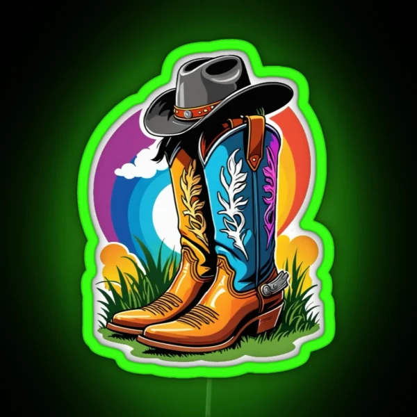 Halloween Cowboy Boots RGB Neon Sign