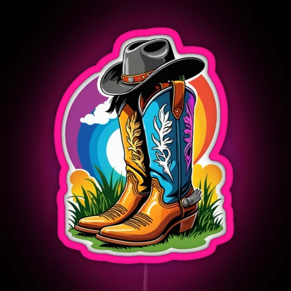 Halloween Cowboy Boots RGB Neon Sign