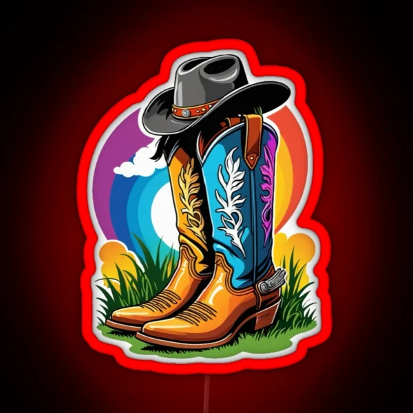 Halloween Cowboy Boots RGB Neon Sign