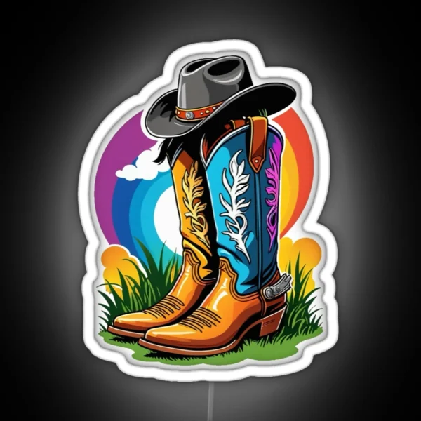 Halloween Cowboy Boots RGB Neon Sign