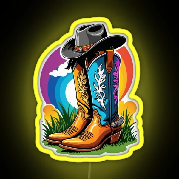 Halloween Cowboy Boots RGB Neon Sign