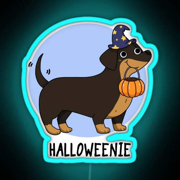 Halloweenie Funny Halloween Dog Puns RGB Neon Sign