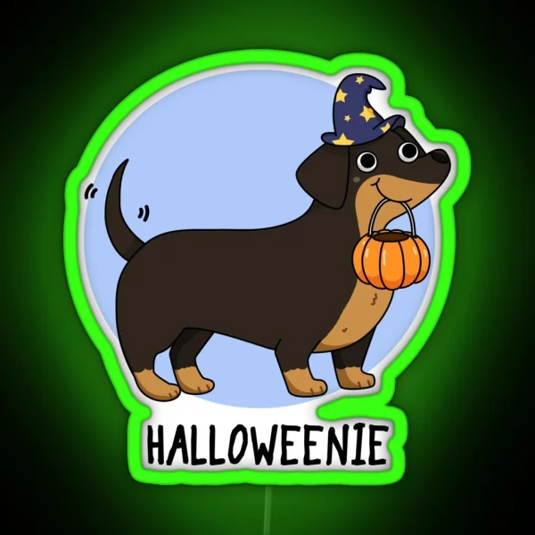 Halloweenie Funny Halloween Dog Puns RGB Neon Sign