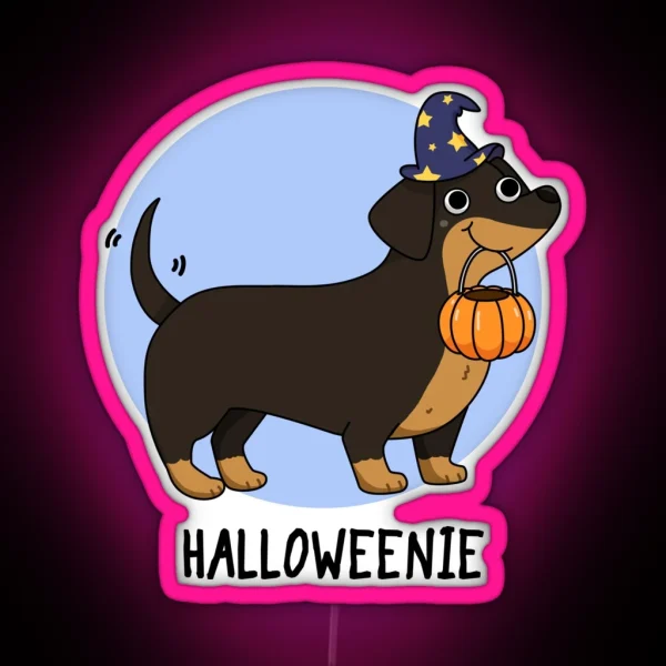 Halloweenie Funny Halloween Dog Puns RGB Neon Sign