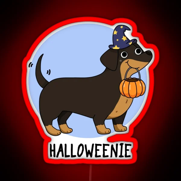 Halloweenie Funny Halloween Dog Puns RGB Neon Sign