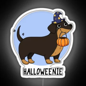 Halloweenie Funny Halloween Dog Puns RGB Neon Sign