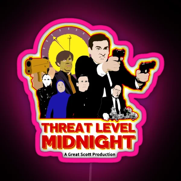 Halpert The Office Threat Level Midnight Film Theft Of RGB Neon Sign