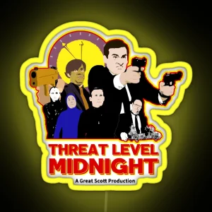 Halpert The Office Threat Level Midnight Film Theft Of Force RGB Neon Sign