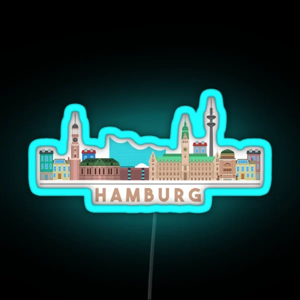 Hamburg Skyline RGB Neon Sign