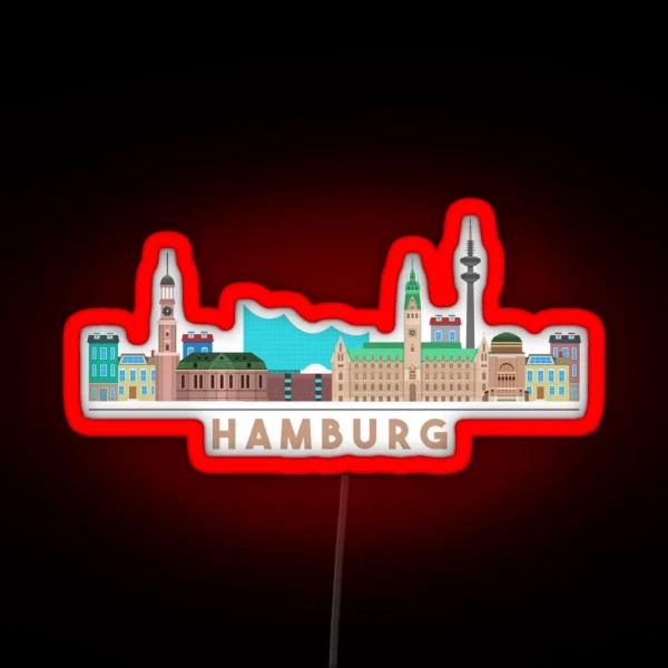 Hamburg Skyline RGB Neon Sign