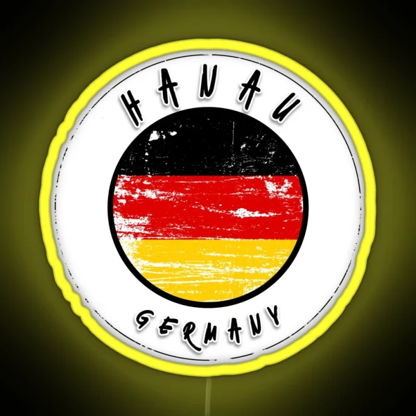 Hanau Germany Vintage Flag RGB Neon Sign