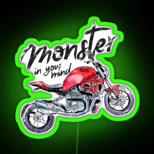 Hand Drawn Ducati Monster Sketch RGB Neon Sign