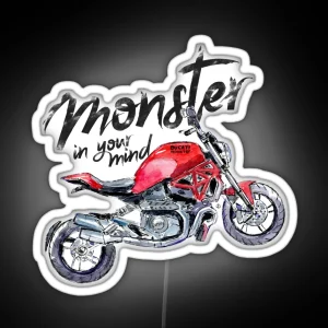 Hand Drawn Ducati Monster Sketch RGB Neon Sign