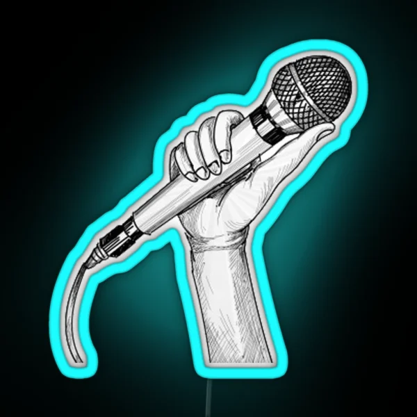 Hand Drawn Microphone RGB Neon Sign