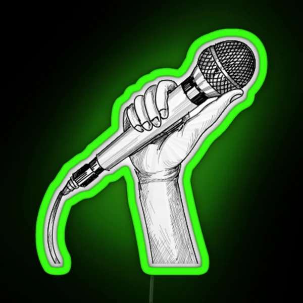 Hand Drawn Microphone RGB Neon Sign