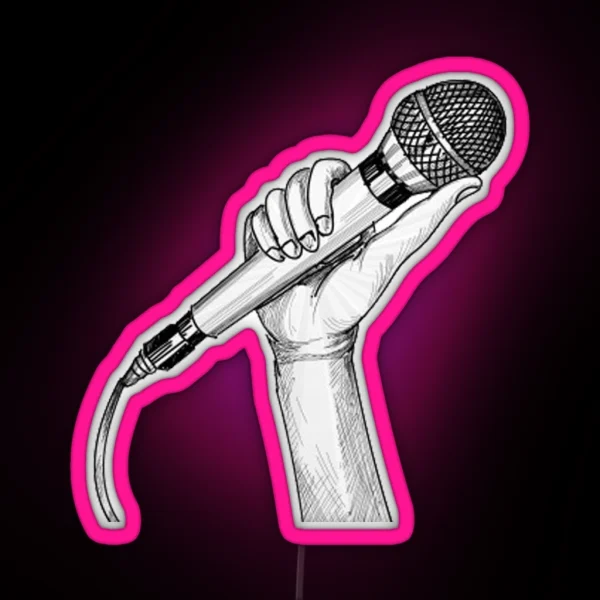 Hand Drawn Microphone RGB Neon Sign