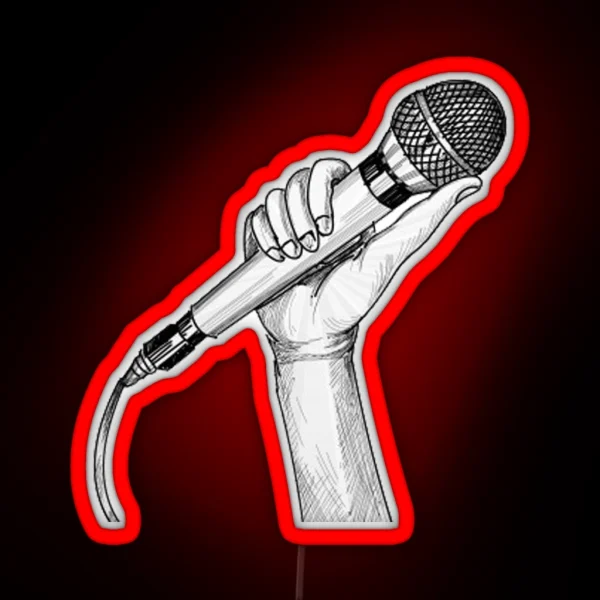 Hand Drawn Microphone RGB Neon Sign
