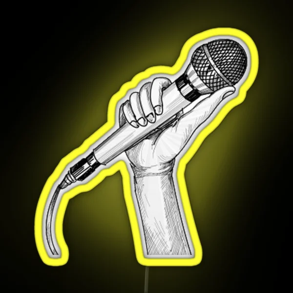 Hand Drawn Microphone RGB Neon Sign