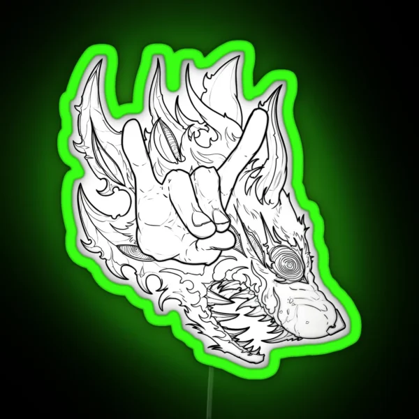 Hand Kon Fox Devil Sign RGB Neon Sign