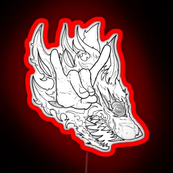 Hand Kon Fox Devil Sign RGB Neon Sign
