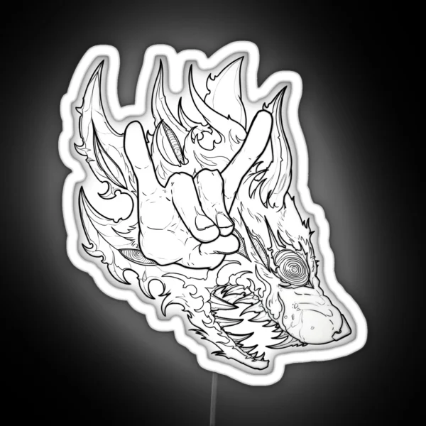 Hand Kon Fox Devil Sign RGB Neon Sign