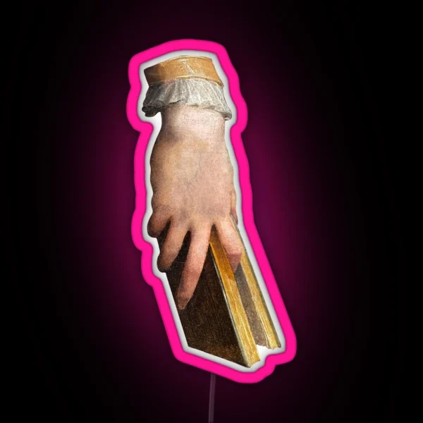 Hand With Book Detail Renaissance Aesthetic RGB Neon Sign