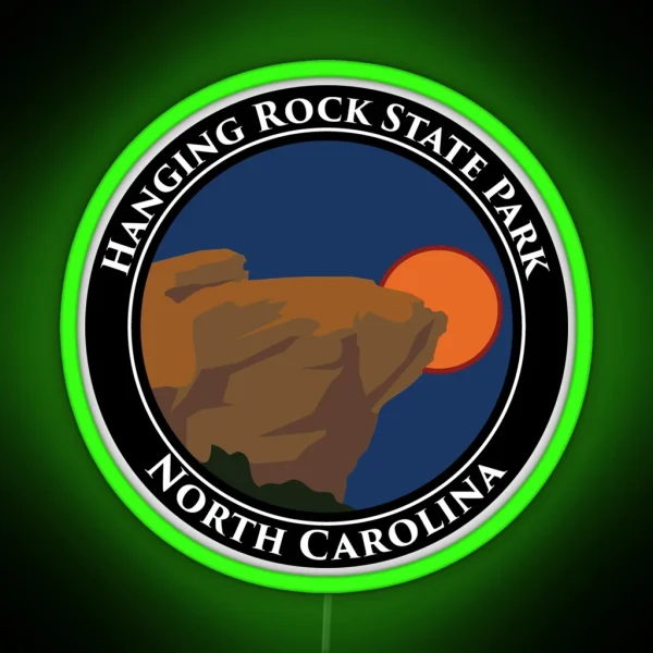 Hanging Rock State Park North Carolina NC Hiking Round Logo RGB Neon Sign