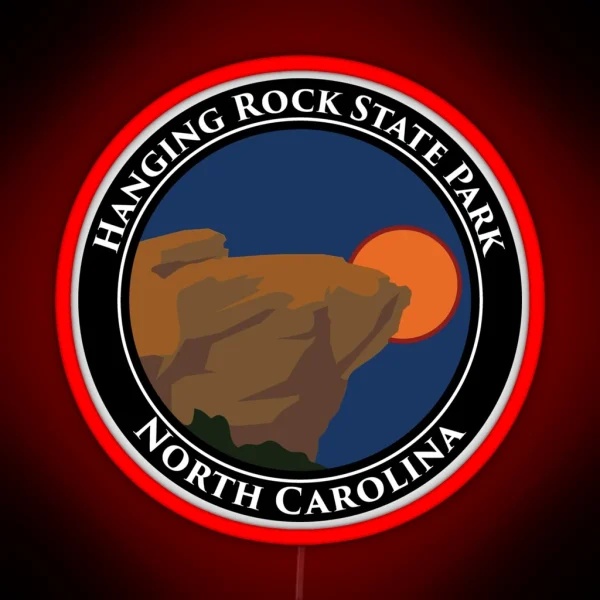 Hanging Rock State Park North Carolina NC Hiking Round Logo RGB Neon Sign