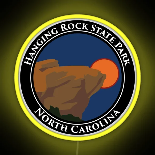 Hanging Rock State Park North Carolina NC Hiking Round Logo RGB Neon Sign