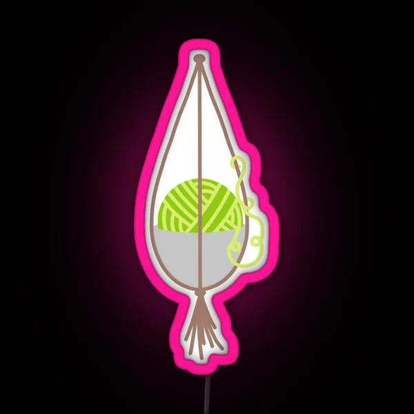 Hanging Yarn Ball Plant RGB Neon Sign