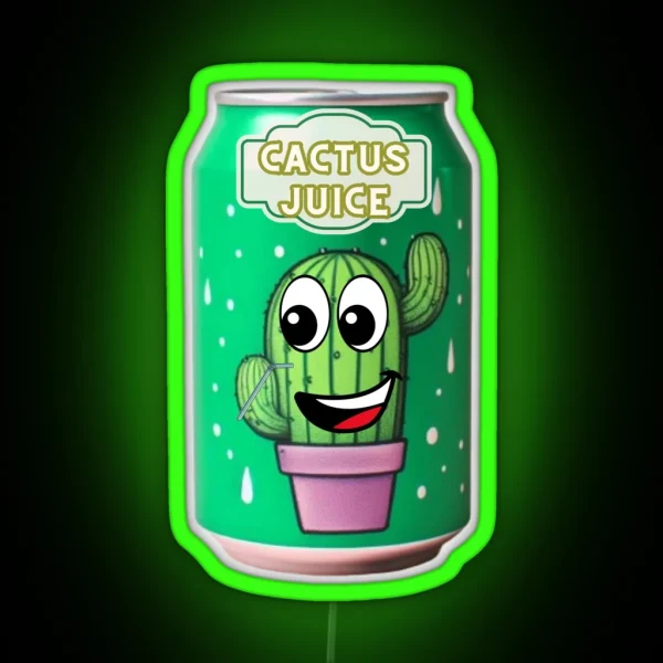 Happy Cactus Juice Can RGB Neon Sign
