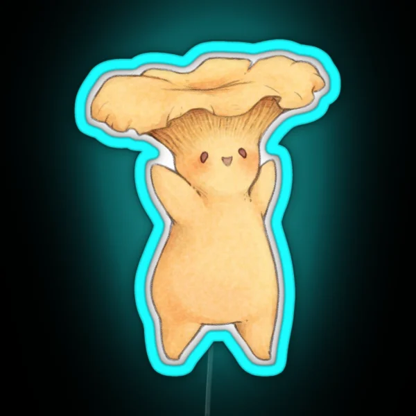 Happy Chanterelle Mushroom RGB Neon Sign