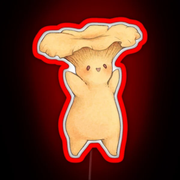 Happy Chanterelle Mushroom RGB Neon Sign