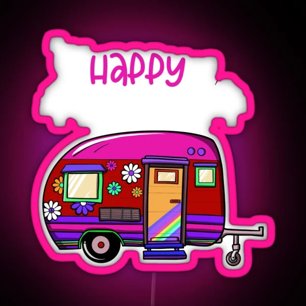 Happy Glamper Nature Lover Outdoor Activity Campfire RGB Neon Sign