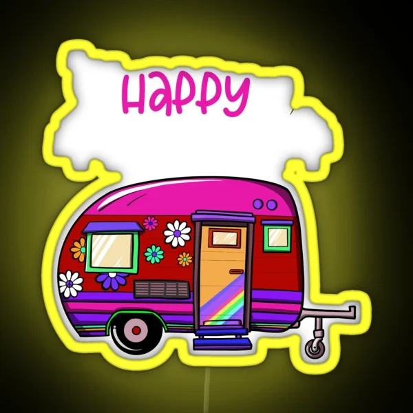 Happy Glamper Nature Lover Outdoor Activity Campfire RGB Neon Sign