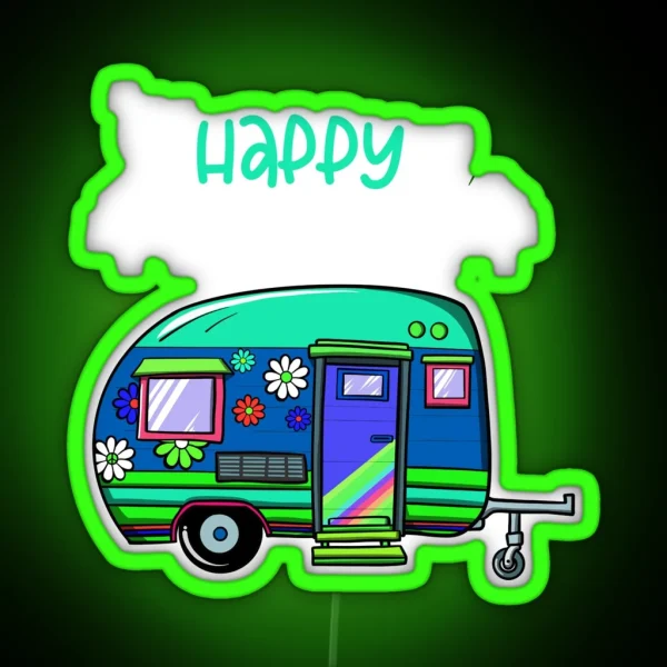 Happy Glamper Nature Lover Outdoor Activity Campfire RGB Neon Sign