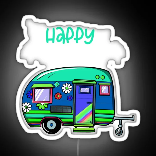 Happy Glamper Nature Lover Outdoor Activity Campfire RGB Neon Sign