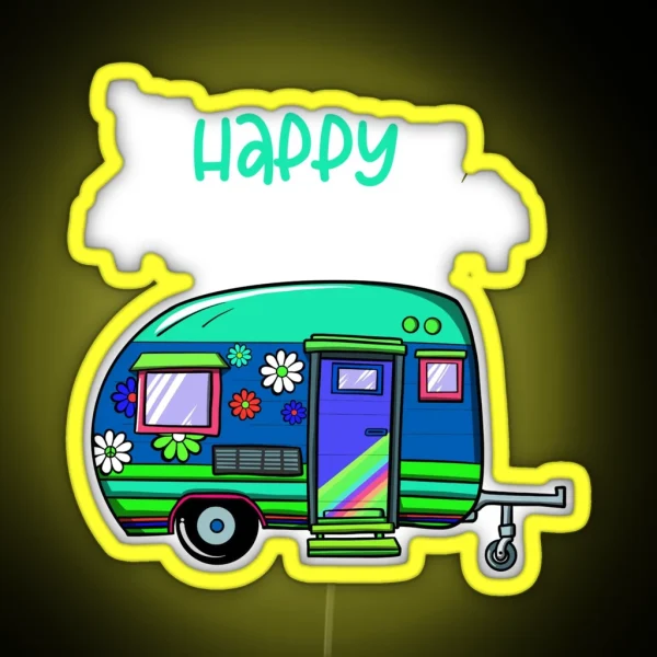 Happy Glamper Nature Lover Outdoor Activity Campfire RGB Neon Sign