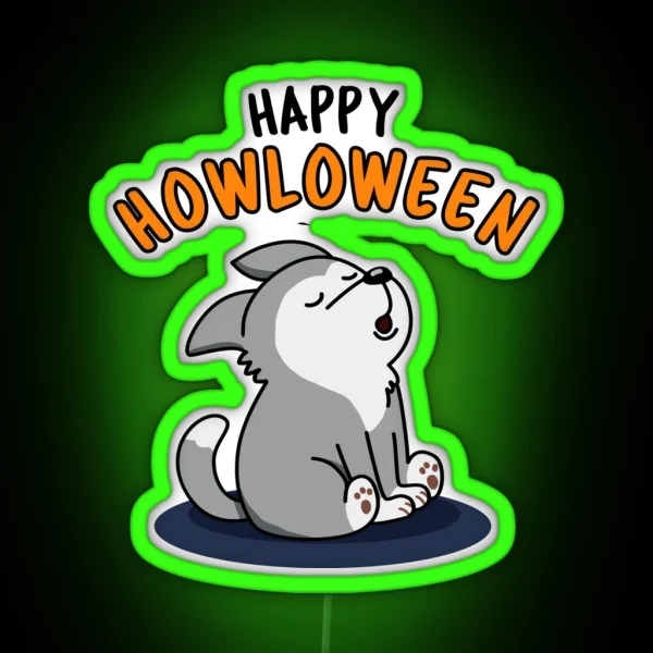 Happy Howloween Funny Puppy Dog Puns RGB Neon Sign