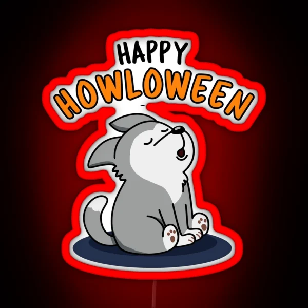 Happy Howloween Funny Puppy Dog Puns RGB Neon Sign