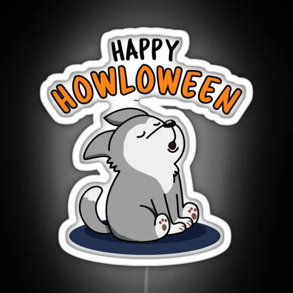Happy Howloween Funny Puppy Dog Puns RGB Neon Sign