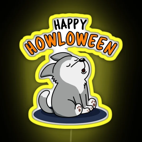 Happy Howloween Funny Puppy Dog Puns RGB Neon Sign