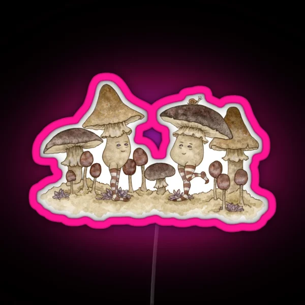 Happy Mushrooms RGB Neon Sign