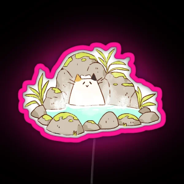 Happy Onsen Cat RGB Neon Sign
