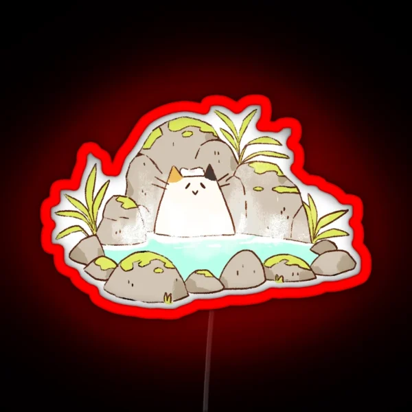 Happy Onsen Cat RGB Neon Sign