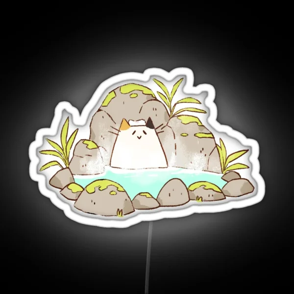Happy Onsen Cat RGB Neon Sign