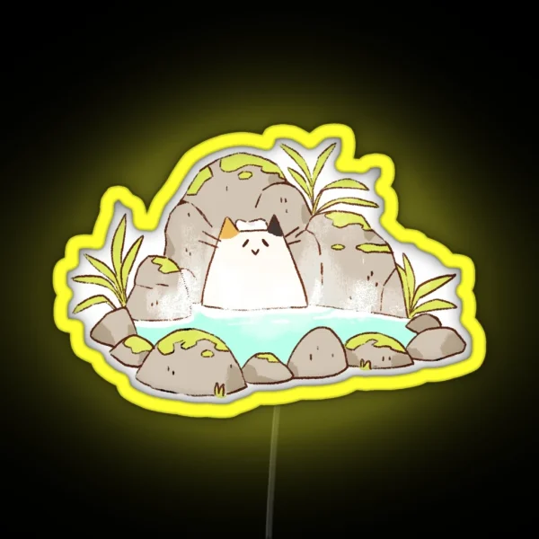Happy Onsen Cat RGB Neon Sign