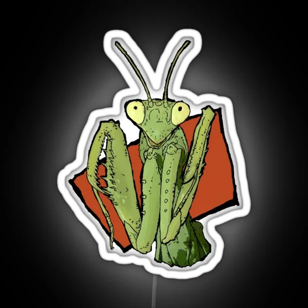 Happy Praying Mantis Cute Insect RGB Neon Sign